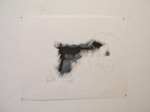 Rick Arnitz painting on paper gunshot